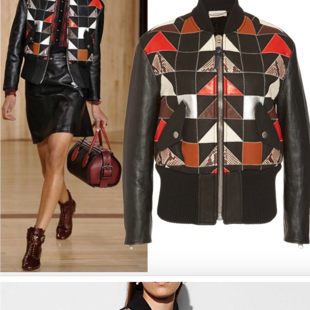 Coach 1941 Shearling Leather Patchwork Bomber Jac… - image 2